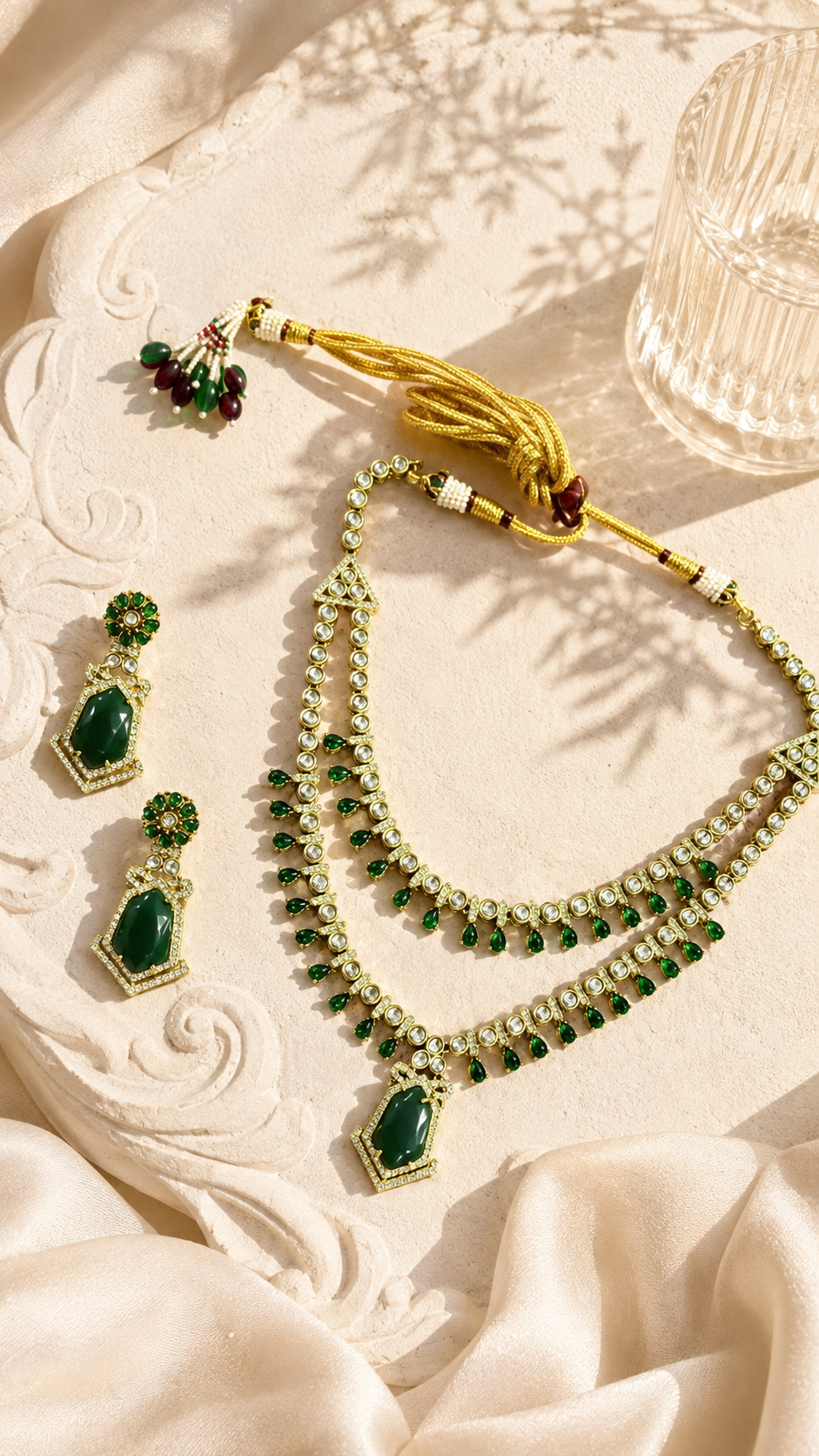 Emerald double necklace