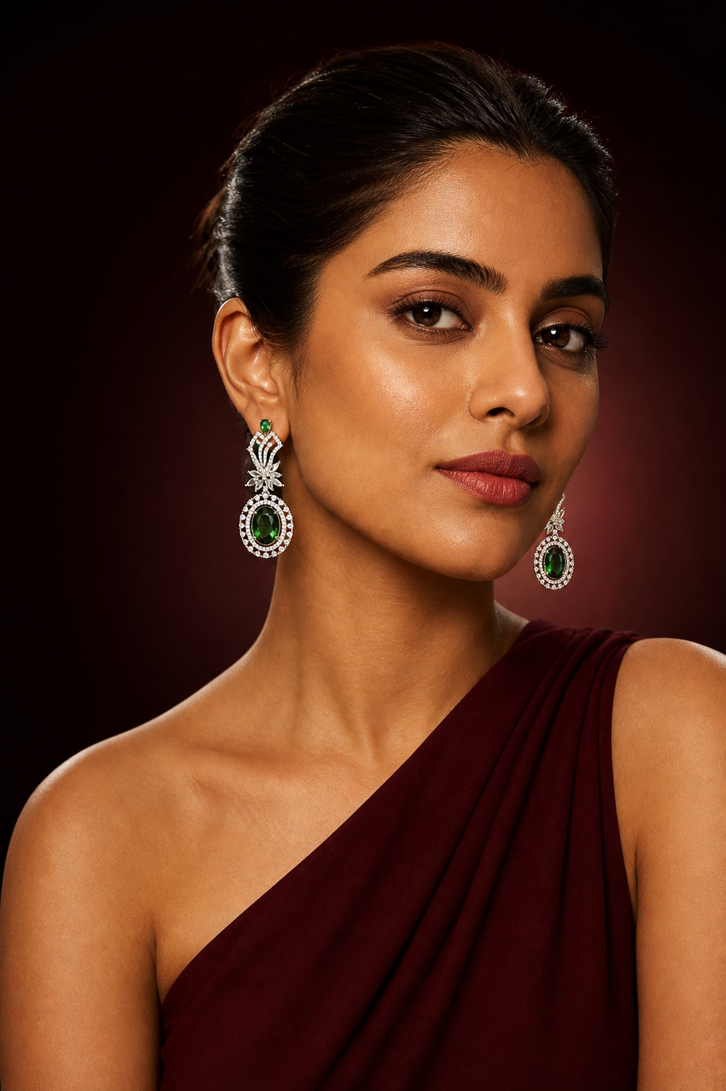 Emerald statement earrings