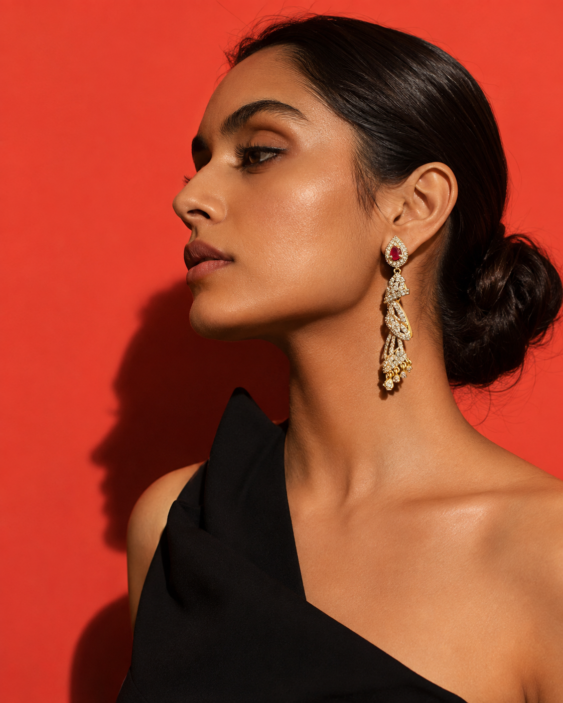 Ruby statement earrings