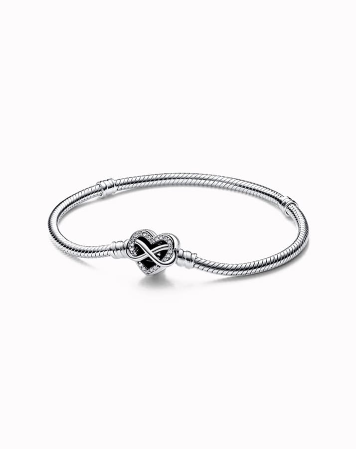 Sparkling Infinity Heart Clasp Snake Chain Bracelet