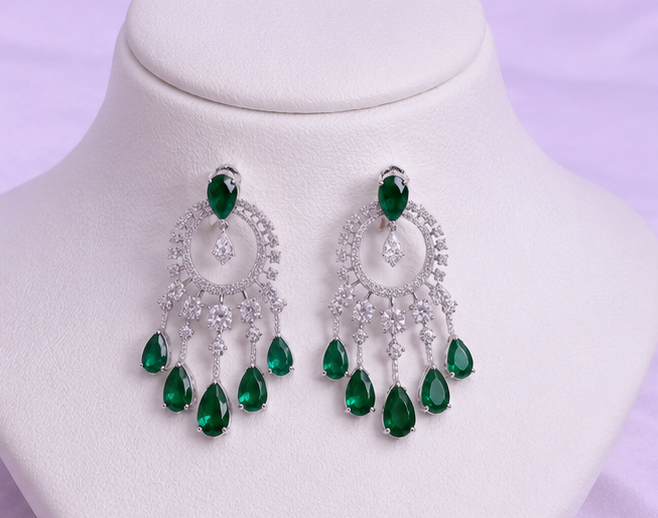 Emerald Blossom Chandelier Earrings thumbnail