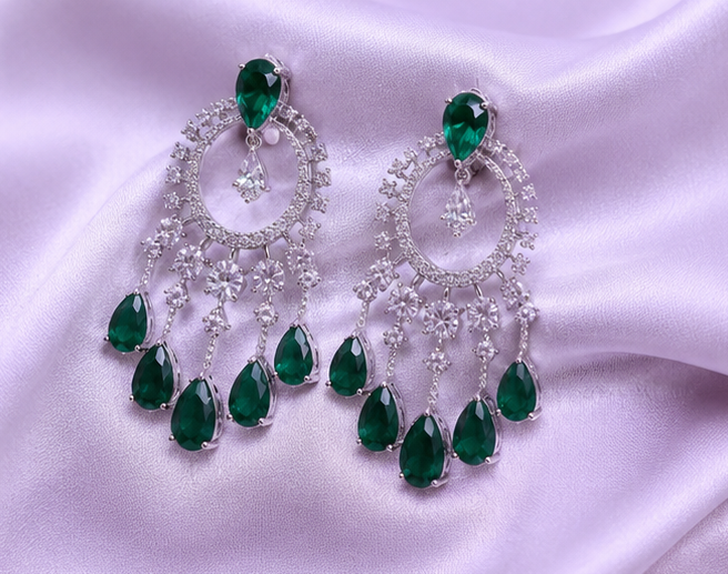 Emerald Blossom Chandelier Earrings thumbnail