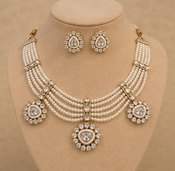 Royal Pearl Kundan Necklace Set thumbnail