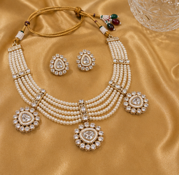 Royal Pearl Kundan Necklace Set thumbnail