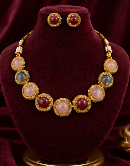 Royal Cat's Eye Statement Necklace Set thumbnail