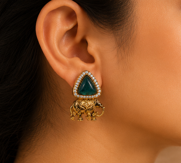 Emerald Elephant Drop Earrings thumbnail