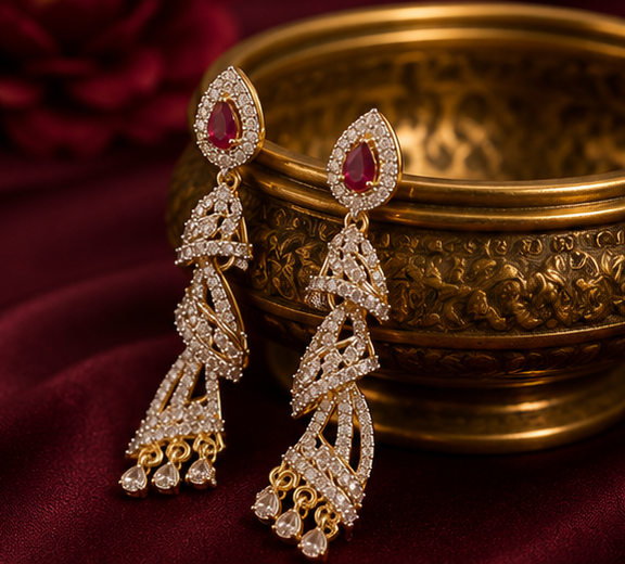 Ruby Royale Designer Drop Earrings thumbnail