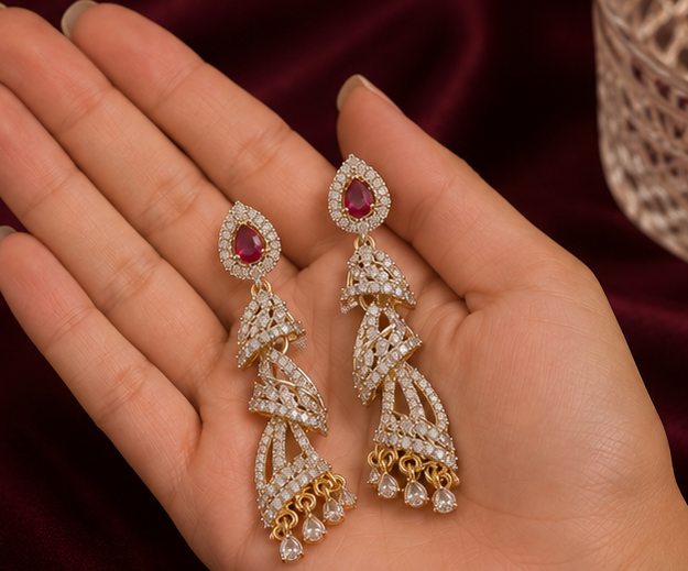 Ruby Royale Designer Drop Earrings thumbnail