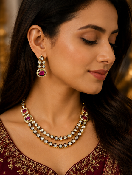 Ruby Royale AD Mix Dori Necklace Set thumbnail