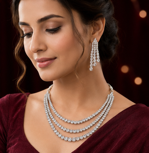 Celestial Triple Layer AD Necklace Set thumbnail