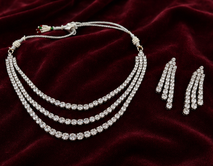 Celestial Triple Layer AD Necklace Set thumbnail