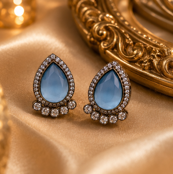 Azure Glow Teardrop Stud Earrings thumbnail